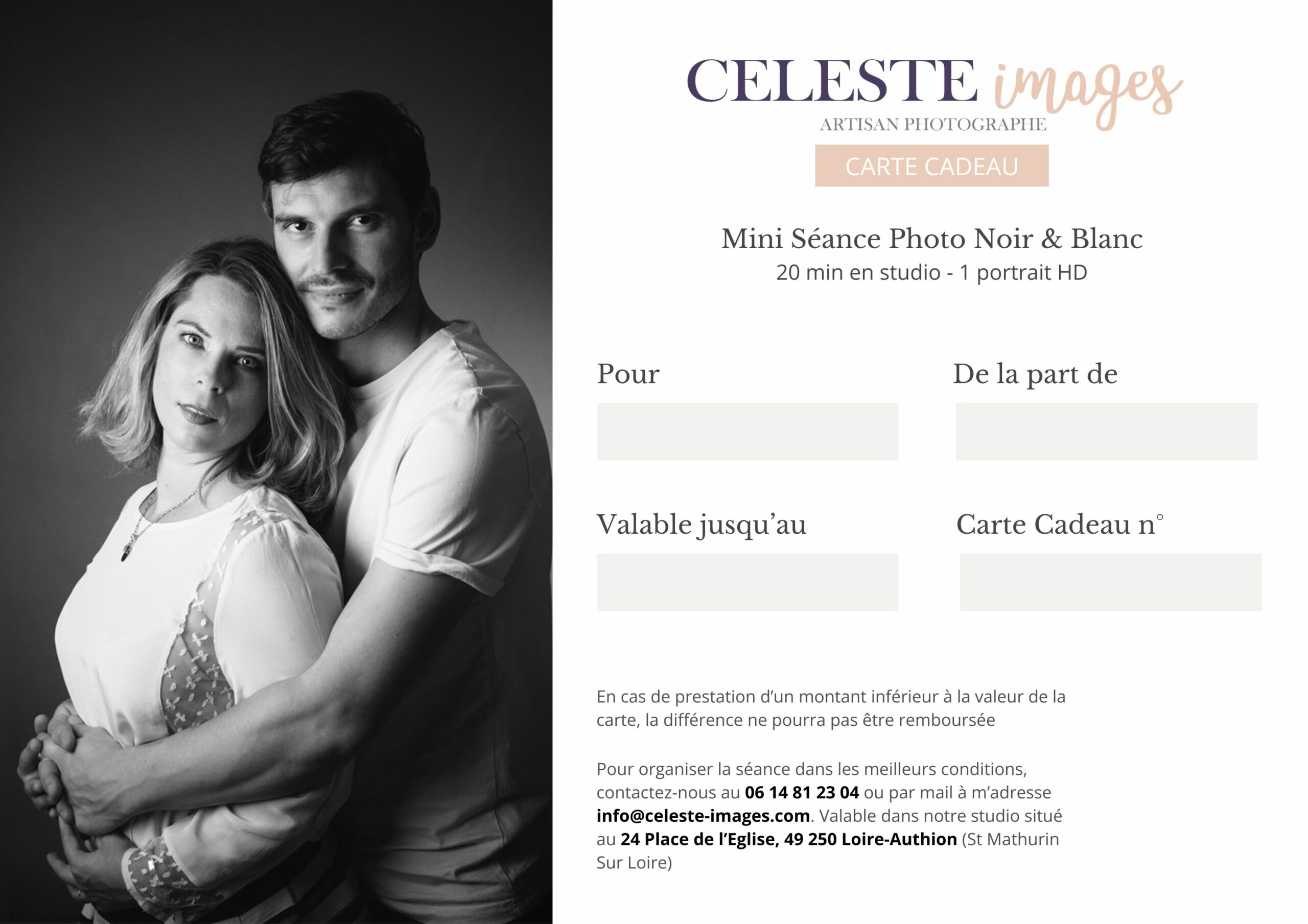 Carte cadeau - Mini Séance Noir & Blanc