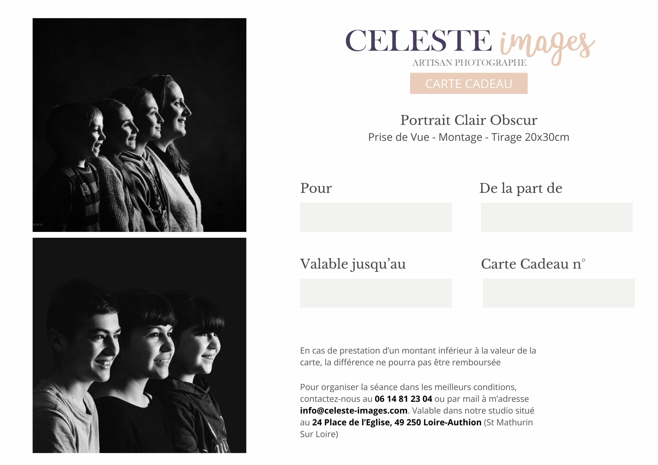 Carte cadeau - Portrait Clair Obscur
