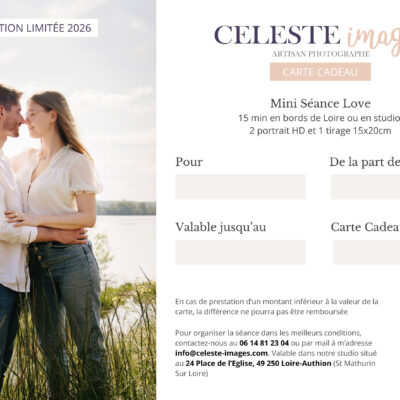 Cartes Cadeaux Celeste Images - 2 Carte cadeau - Mini Séance Love 2026 Edition limitée